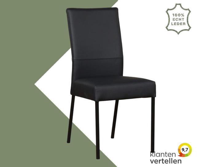 Leren eetkamerstoel Real - Toledo Pacific (donkerblauw) -, Huis en Inrichting, Stoelen, Eén, Blauw, Nieuw, Leer, Ophalen of Verzenden