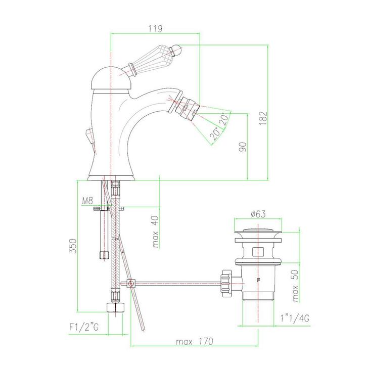 Bidetmengkraan Sapho Kirké Retro Kristal 1-hendel Gebogen, Doe-het-zelf en Verbouw, Sanitair, Ophalen of Verzenden