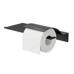 Planchet met Toiletrolhouder Met Klep Geesa Leev 28 cm Zwart, Ophalen of Verzenden, Nieuw, Bad