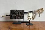 Tattoo set (stick, inktcup & stempel) - Hout, Bot ;, Antiek en Kunst, Kunst | Niet-Westerse kunst