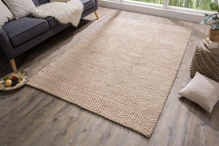 Handgemaakt tapijt WOL 240x160cm beige van wol - 38761, Huis en Inrichting, Stoffering | Tapijten en Kleden, Ophalen of Verzenden