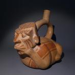 Moche, Peru, Terracotta Fine Huaco figuratief. 20 cm lang.