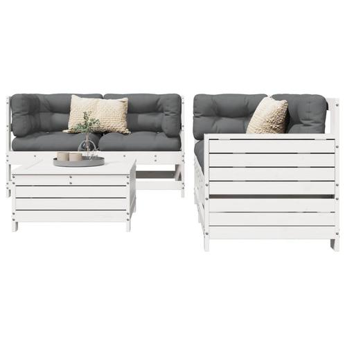 vidaXL 5-delige Loungeset massief grenenhout wit, Tuin en Terras, Tuinsets en Loungesets, Loungeset, Nieuw, Verzenden