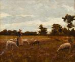 H.E. Kaak (XX) - Schaapherderin met schapen op de heide