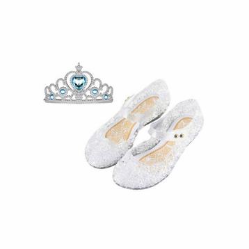 Prinsessenjurk - Prinsessen schoenen + kroon maat 24 t/m 35