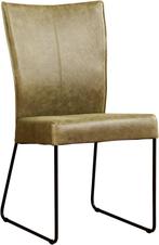 Olijfgroene leren industriële eetkamerstoel - Vintage Leer O, Huis en Inrichting, Stoelen, Overige kleuren, Nieuw, Leer, Ophalen of Verzenden