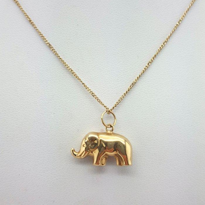 Ketting met hanger - 14 karaat Geel goud - Olifant, Sieraden, Tassen en Uiterlijk, Antieke sieraden