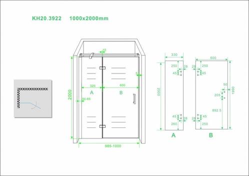 Wiesbaden nis swingdeur + vast paneel 100 (60-40) x 200 NANO, Doe-het-zelf en Verbouw, Sanitair, Ophalen of Verzenden