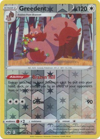 Greedent 128/198 reverse holo Chilling Reign, Hobby en Vrije tijd, Verzamelkaartspellen | Pokémon, Losse kaart, Nieuw, Foil, Ophalen of Verzenden