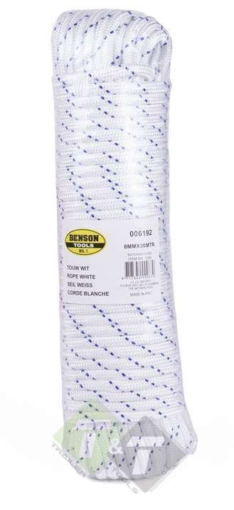 Touw, Wit, 8mm X 30 Meter, Benson, Auto-onderdelen, Overige Auto-onderdelen, Nieuw, Universele onderdelen, Ophalen of Verzenden