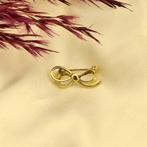 Gouden broche als strik (vintage, strikje, geelgoud), Sieraden, Tassen en Uiterlijk, Broches, Ophalen of Verzenden, Gebruikt, Overige kleuren