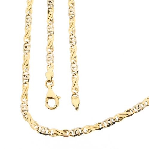 Bicolor gouden infinity schakel ketting | 42 cm, Sieraden, Tassen en Uiterlijk, Kettingen, Overige kleuren, Gebruikt, Goud, Ophalen of Verzenden