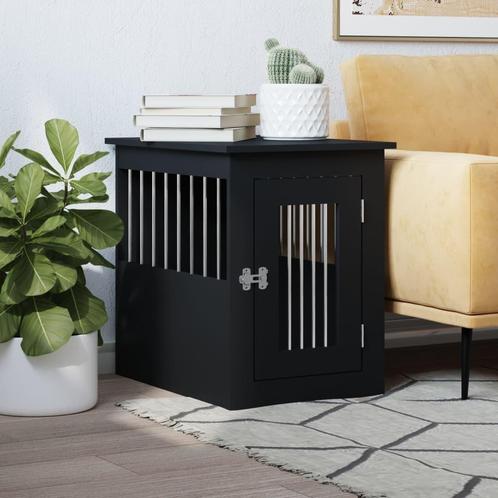 vidaXL Hondenbench 45x62x59 cm bewerkt hout zwart, Dieren en Toebehoren, Hondenhokken, Nieuw, Verzenden