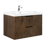 Badkamermeubel Set Thermis 80cm Walnoot Bruin Badmeubel, Huis en Inrichting, Verzenden, Nieuw, Wastafelkast