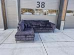 Donkerblauw/zwarte velvet hoekbank - perfecte staat!, Hoekbank, 300 cm of meer, Zo goed als nieuw, Vierpersoons of meer
