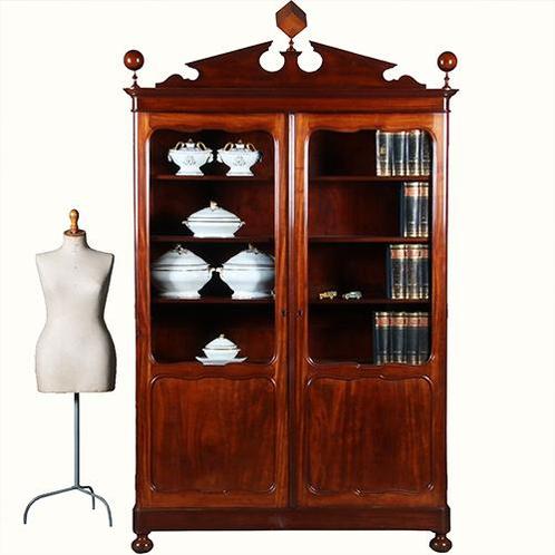 Boekenkast voor een wiskundige in massief mahonie ca 1840 Ho, Antiek en Kunst, Antiek | Meubels | Kasten, Ophalen of Verzenden