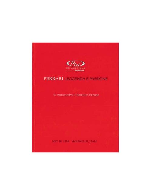 2008 FERRARI LEGGENDA E PASSION VEILING CATALOGUS, Boeken, Auto's | Folders en Tijdschriften, Ferrari