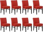 Set van 8 Rode leren landelijke eetkamerstoelen - Toledo Lee, Overige kleuren, Nieuw, Leer, Ophalen of Verzenden