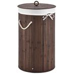 Bamboe Wasmand Curly - 55 Liter - Bruin - Incl. Waszak & Dek, Huis en Inrichting, Badkamer | Badtextiel en Accessoires, Verzenden