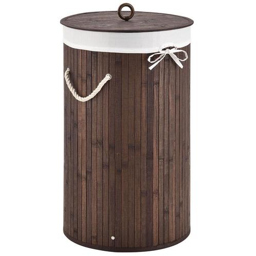 Bamboe Wasmand Curly - 55 Liter - Bruin - Incl. Waszak & Dek, Huis en Inrichting, Badkamer | Badtextiel en Accessoires, Nieuw