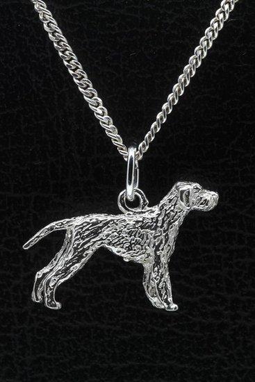 Zilveren Duitse staander draadhaar met staart ketting han..., Sieraden, Tassen en Uiterlijk, Kettinghangers, Verzenden