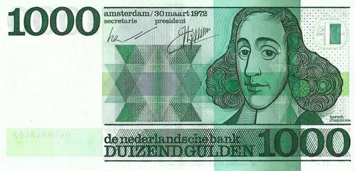 Bankbiljet 1000 gulden 1972 Spinoza zeer Fraai, Postzegels en Munten, Bankbiljetten | Nederland, Verzenden