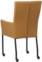 Bruine leren moderne eetkamerstoel - met armleuning poot vie, Huis en Inrichting, Stoelen, Overige kleuren, Nieuw, Leer, Ophalen of Verzenden