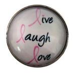 Fako Bijoux® - Click Button - Glas - Live Laugh Love Ribbon, Verzenden, Nieuw