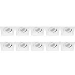 10x Spot Armatuur - GU10 Inbouwspot - Pragmi Nivas Pro, Metaal of Aluminium, Nieuw, Ophalen of Verzenden, Led