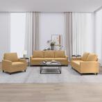 vidaXL 3-delige Loungeset met kussens fluweel bruin, Huis en Inrichting, Banken | Bankstellen, Verzenden, Nieuw, Vierpersoons of meer