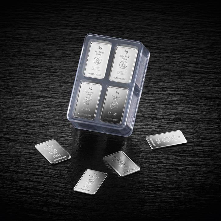 100 gram Heimerle Meule Unitybox 100 x 1 gram Zilverbaar, Postzegels en Munten, Edelmetalen en Baren, Zilver, Verzenden