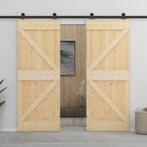 vidaXL Schuifdeur met beslag 90x210 cm massief grenenhout, Doe-het-zelf en Verbouw, Deuren en Horren, Verzenden, Nieuw