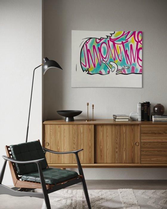 AIIROH - La Linea - Wave [100% handmade], Antiek en Kunst, Kunst | Schilderijen | Modern