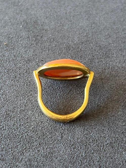 Ring - 18 karaat Geel goud Koraal - Koraal, Sieraden, Tassen en Uiterlijk, Ringen