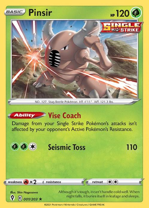 Pinsir 001/203 (Evolving Skies), Hobby en Vrije tijd, Verzamelkaartspellen | Pokémon, Losse kaart, Nieuw, Foil, Ophalen of Verzenden