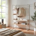 Kledingrek Horgau 180x120x40 cm wit en eikenkleurig [en.casa, Huis en Inrichting, Verzenden, Nieuw