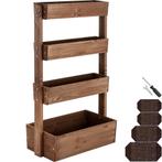 Plantenbak Flora, gelakt hout, met plantenfolie - bruin, 85, Verzenden, Nieuw