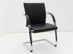 Vergaderstoel Ahrend 350 - leder zwart - slede metaal chroom, Werkplek, Ophalen of Verzenden, Gebruikt, Overige typen
