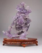 Chinese Carved Amethyste Fluorite Pierre Sculpture Stone, Antiek en Kunst