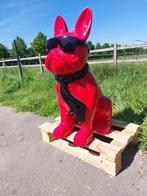Beeld, red dog with glasses garden image or indoor - 78 cm -
