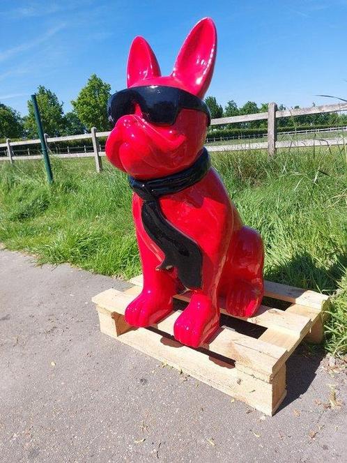 Beeld, red dog with glasses garden image or indoor - 78 cm -, Antiek en Kunst, Kunst | Designobjecten