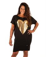 Zwarte jurk/tuniek met gouden hart van L&Y, Kleding | Dames, Jurken, Nieuw, Verzenden