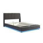 Tweepersoonsbed Tröstiar met LED 140x200 cm zwart [en.casa], Huis en Inrichting, Slaapkamer | Bedden, Verzenden, Nieuw