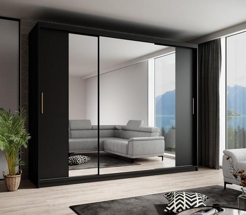 Meubella | Kledingkast mat zwart 250x62x200 schuifdeur, Huis en Inrichting, Kasten | Vitrinekasten, 50 tot 75 cm, Nieuw, 200 cm of meer