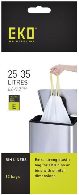 Afvalzak EKO type E 25-35 liter met trekband wit 12 stuks