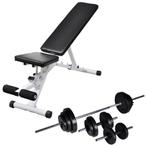 vidaXL Trainingsbank met halterset 30,5 kg, Sport en Fitness, Fitnessmaterialen, Verzenden, Nieuw