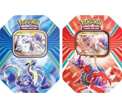 Pokémon - Paldea Legends Tin (Koraidon/Miraidon), Hobby en Vrije tijd, Verzamelkaartspellen | Pokémon, Boosterbox, Nieuw