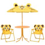 vidaXL 3-delige Bistroset voor kinderen met parasol geel, Verzenden, Nieuw, Textileen, 3 zitplaatsen