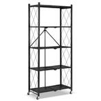 Metalen opbergrek op wielen - opvouwbaar - 5 planken - zwart, Ophalen of Verzenden, Nieuw