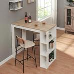Bartafel Danderyd met 3 planken 120x60x105,5 cm wit en eiken, Huis en Inrichting, Verzenden, Nieuw